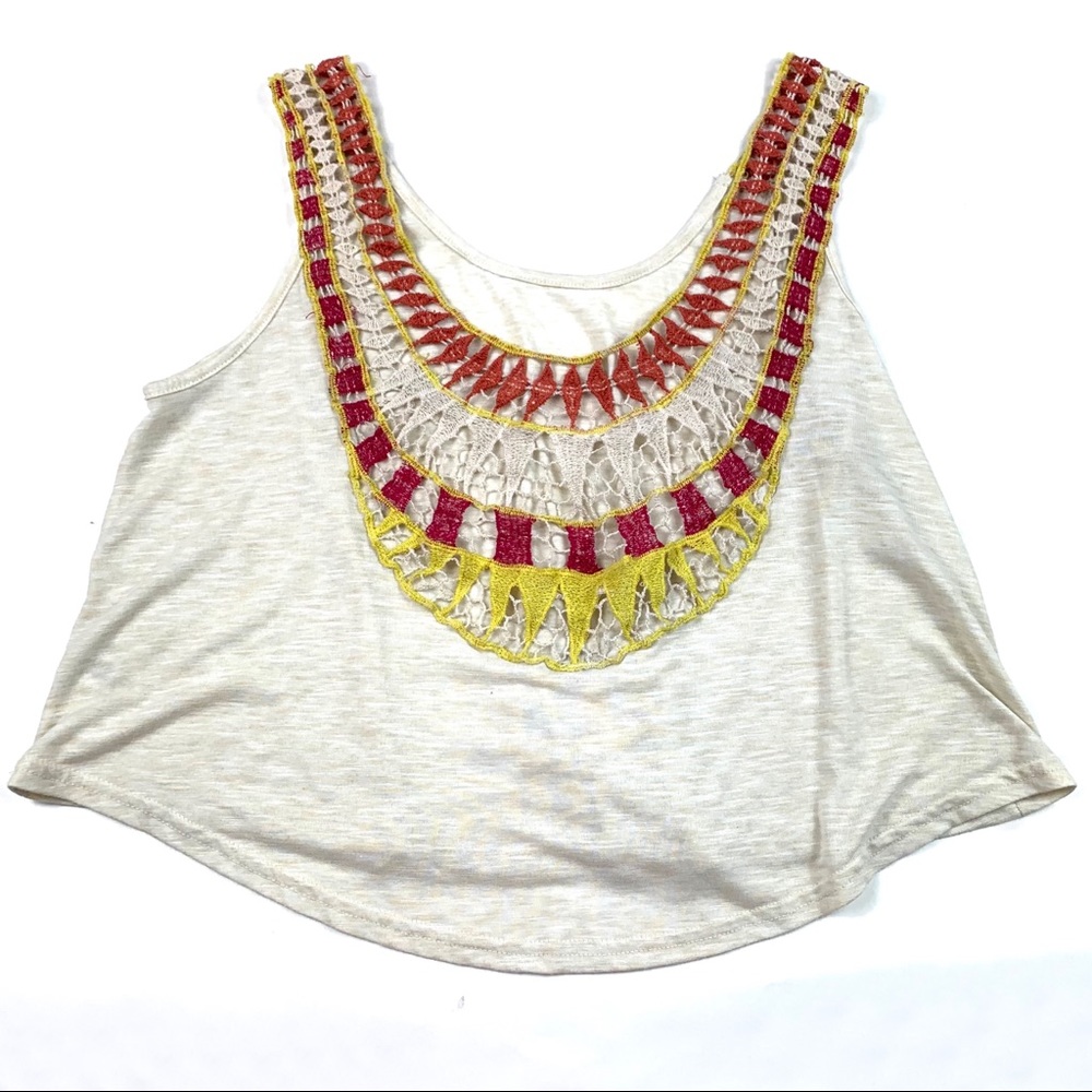 Crochet Tank Top Yellow & Red by POOF, M